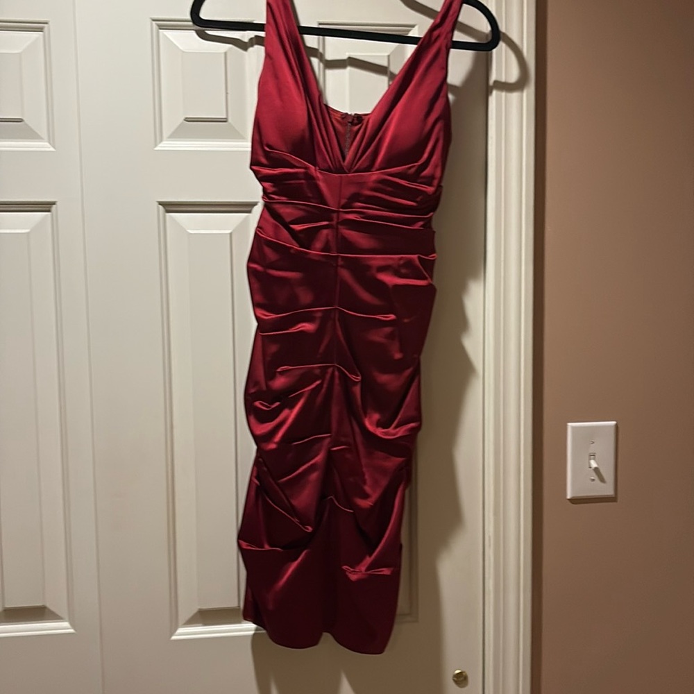 Sexy Cabernet Color Satin Cocktail Dress
